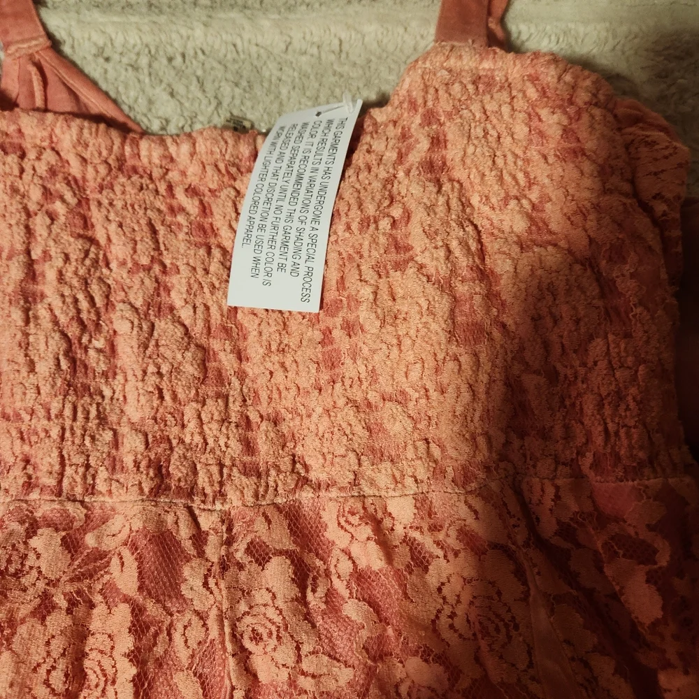 Indigo Thread Co Maxi Slip Dress Sz S NWT Peach/Burgandy Ombre Floral Lace Boho - Picture 6 of 7